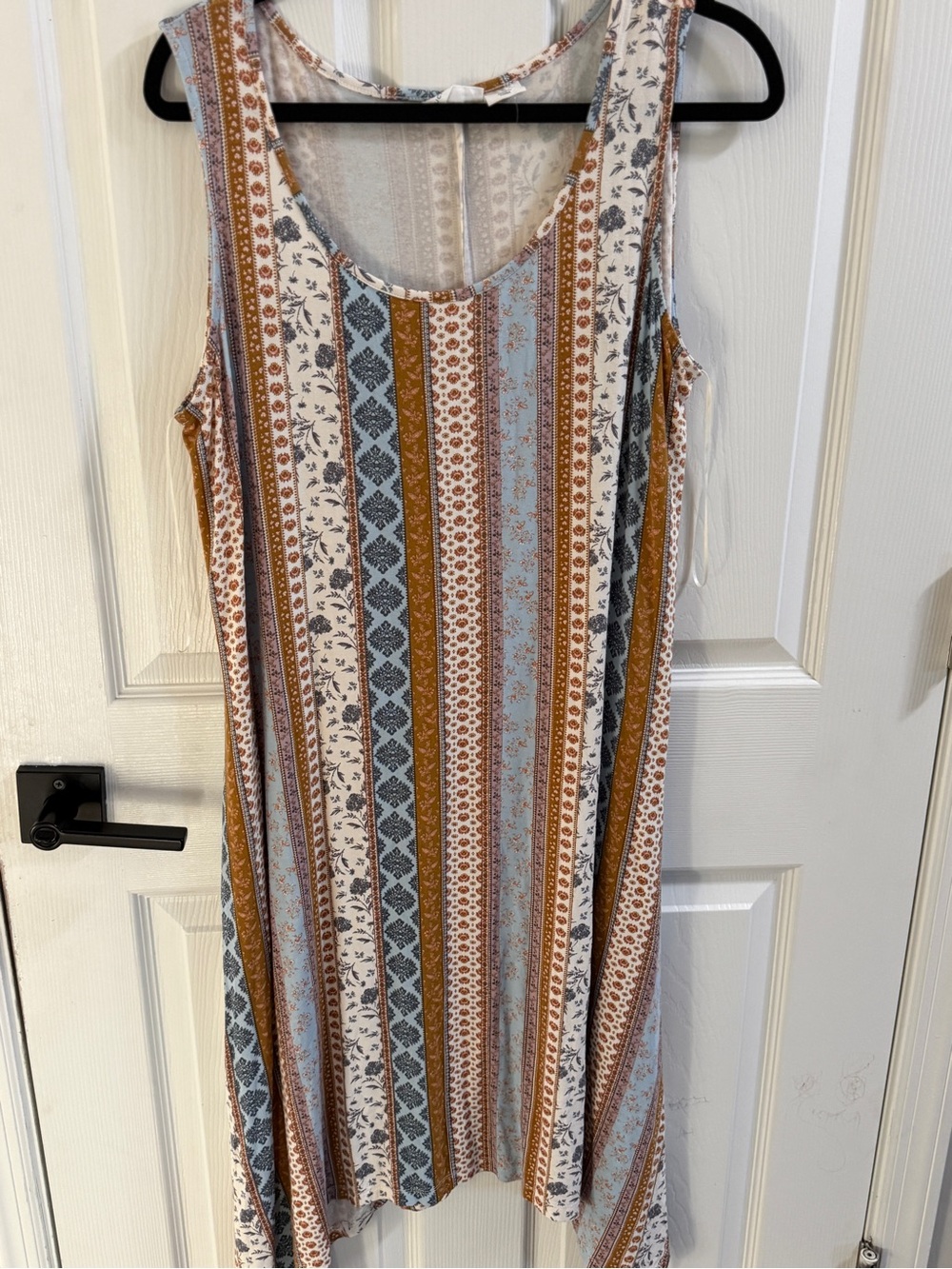 Lucky Brand 1X Boho Striped Floral Print Sleeveless Tank summer Dress Plus Size